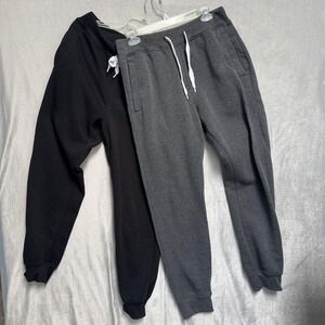 SP Active Sweatpants Mens Medium Black Gray Fleece Jogger 2 Pack Drawstring